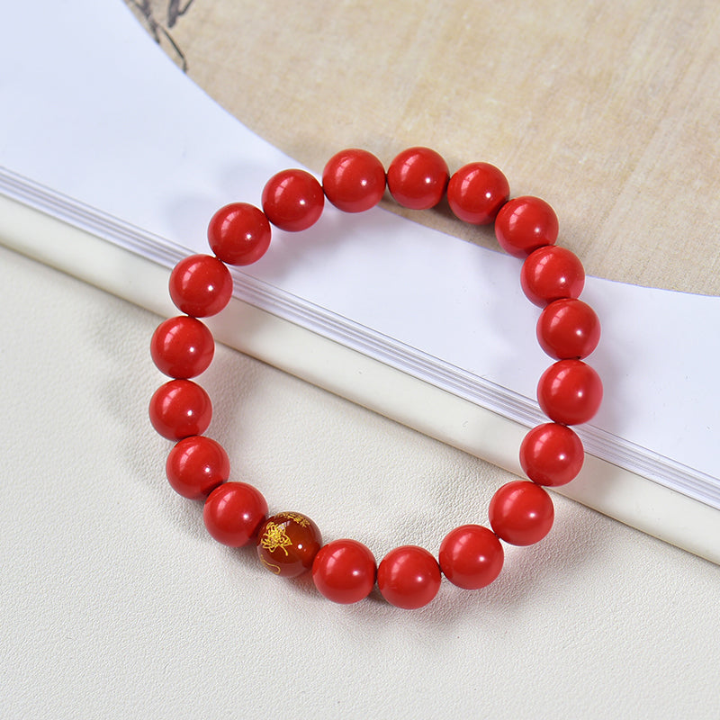 Armband aus simuliertem zinnoberrotem Harz mit rotem Achat-Akzent 