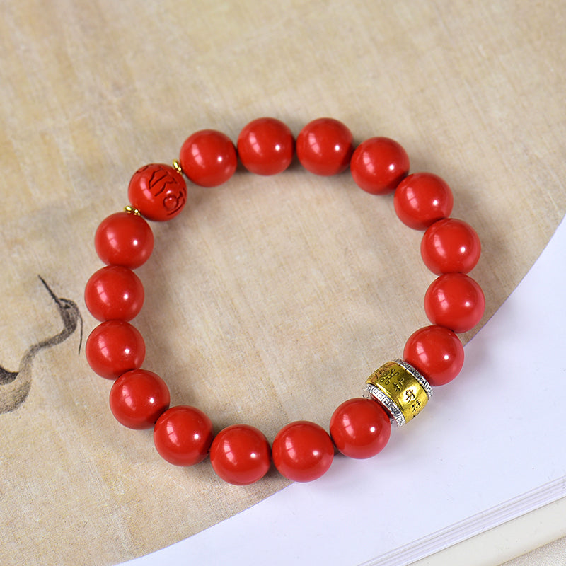 Healthy Vermilion & Brass Focus Mala Beads / Ignite Momentum · Direct Intention · Command Presence