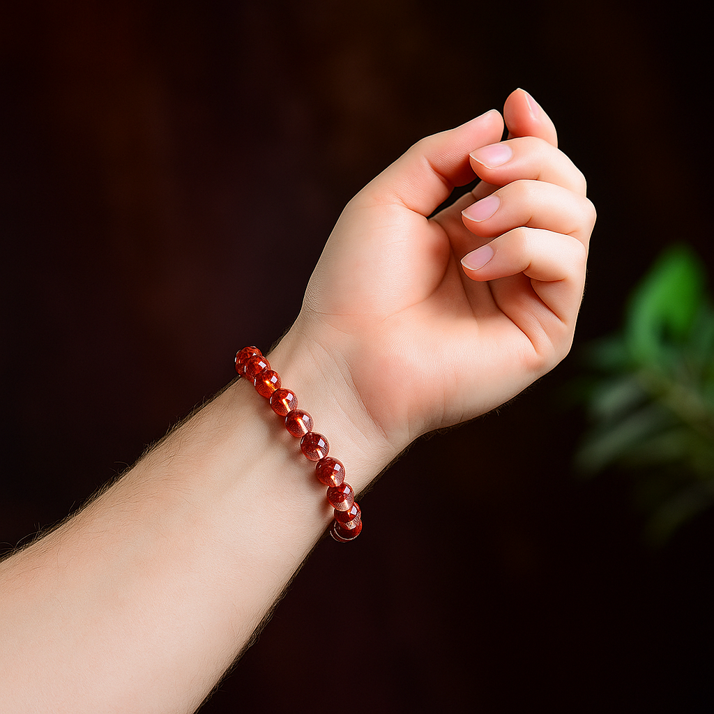 Durchscheinendes Harzarmband mit simuliertem zinnoberrotem Kern 